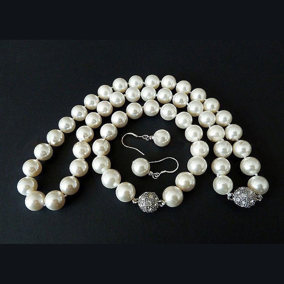 Shell Pearl Beads - 3 Piece Jewellery Set - Quality AAA