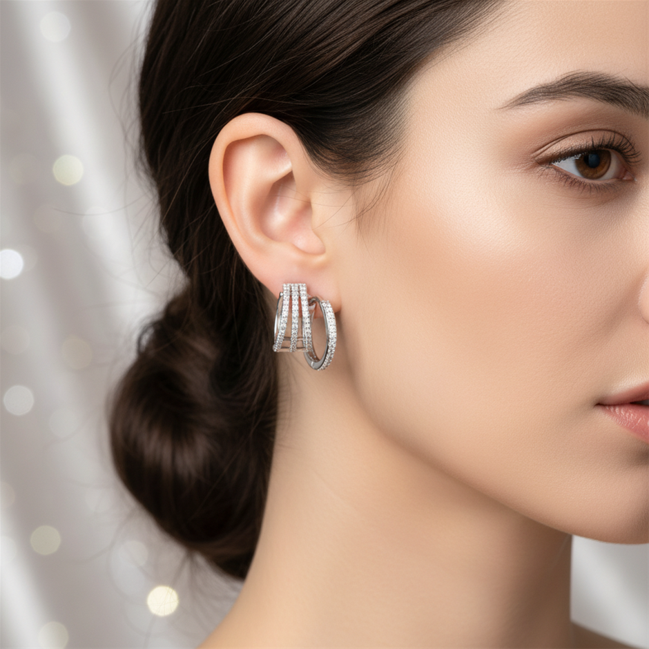 GRA Moissanite white Brilliant Cut 925 Sterling Silver Earrings-VVS1