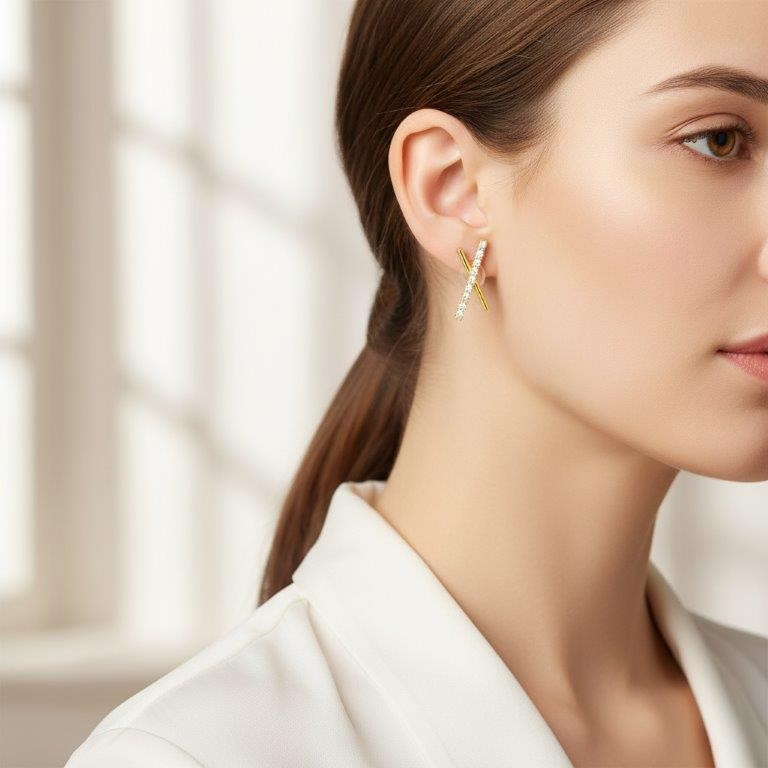 GRA Moissanite white Brilliant Cut 925 Sterling Silver Earrings-VVS1