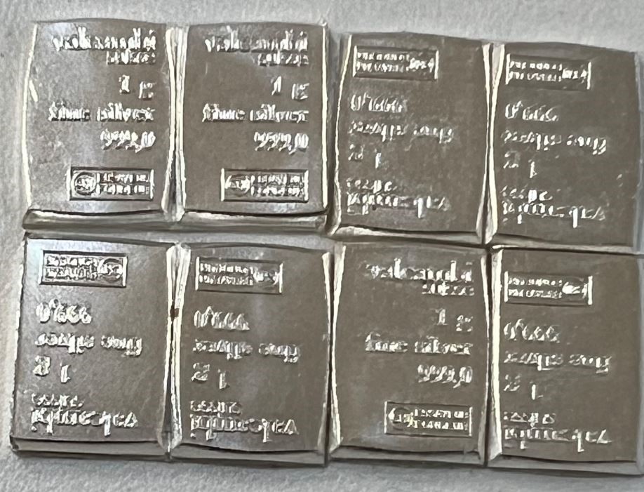 1 Gram Valcumbi Silver Bars x 8