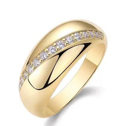 GRA Moissanite white Brilliant 925 Sterling Silver Gold Vermeil Ring-7US