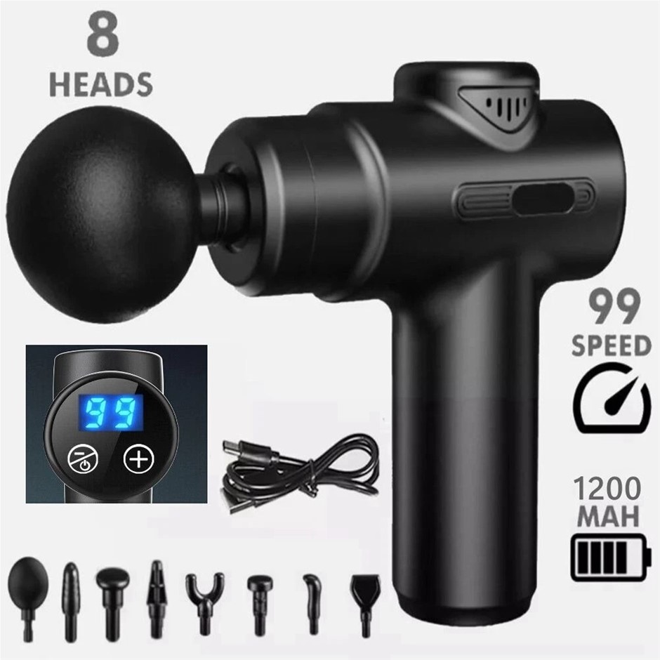 Deep Tissue Percussion Massage Gun LCD 8-Heads Muscle Vibration Therapy Rel