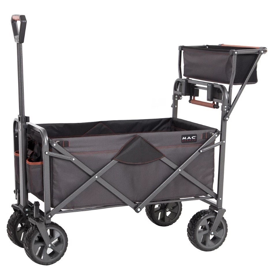 MAC SPORTS Deluxe Push Pull Folding Wagon with Brakes. NB: Damaged box.