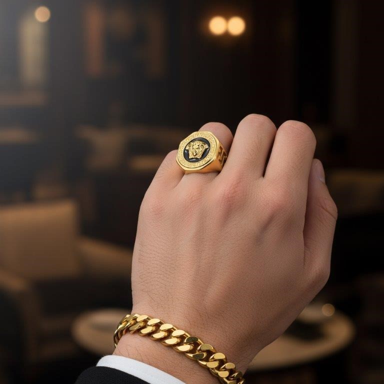 Italy 925 Silver Hip Hop Men's Ring (Stamps)-10 US