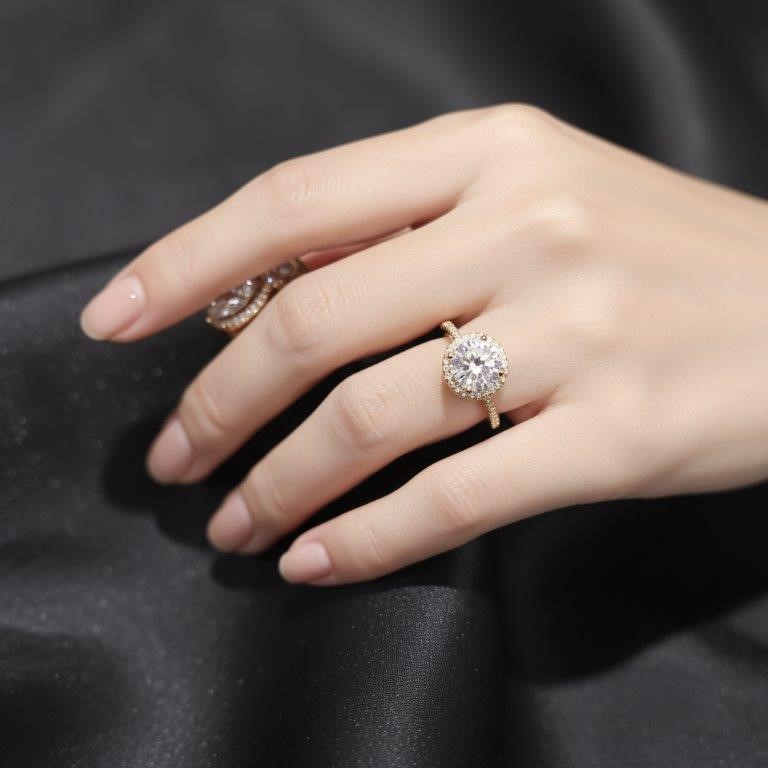 2.0ct GRA Moissanite white 18k Solid Yellow Gold Vermeil Ring -8US