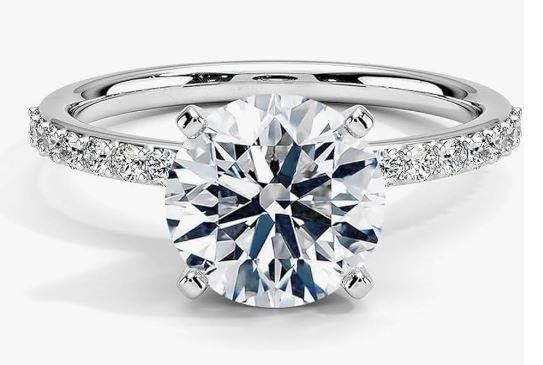 3.0ct GRA Moissanite 18k white Gold Vermeil Ring -9US