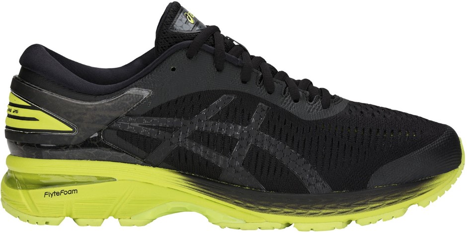 ASICS Men's Gel-Kayano 25 Shoes, Size US10 Wide(2E) / EU44, Black/Neon Lime