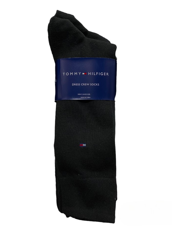 6 Pairs x TOMMY HILFIGER Men's Dress Crew Socks, Shoe Size 7-12, 69% Combed
