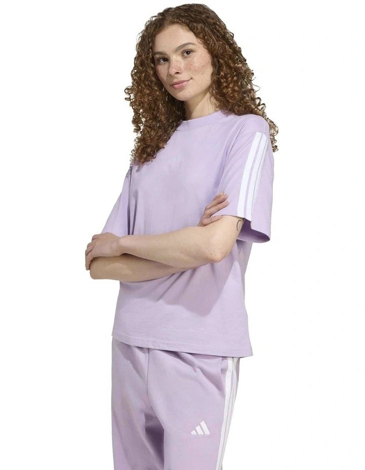 ADIDAS Women's 3S SJ BF Tee, Size AU S, Cotton, PowderPlum/White, JY3157.