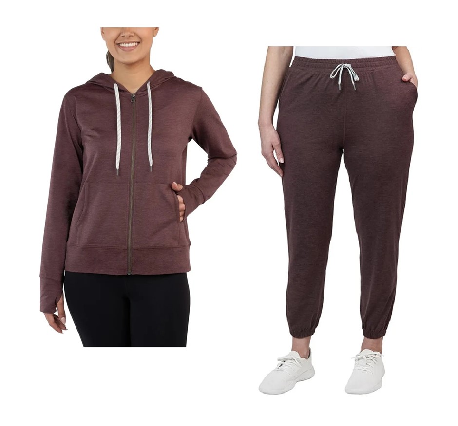 SIGNATURE Women's Lightweight Set, Size L, Dark Red, 7771735 & 1711755. Bu