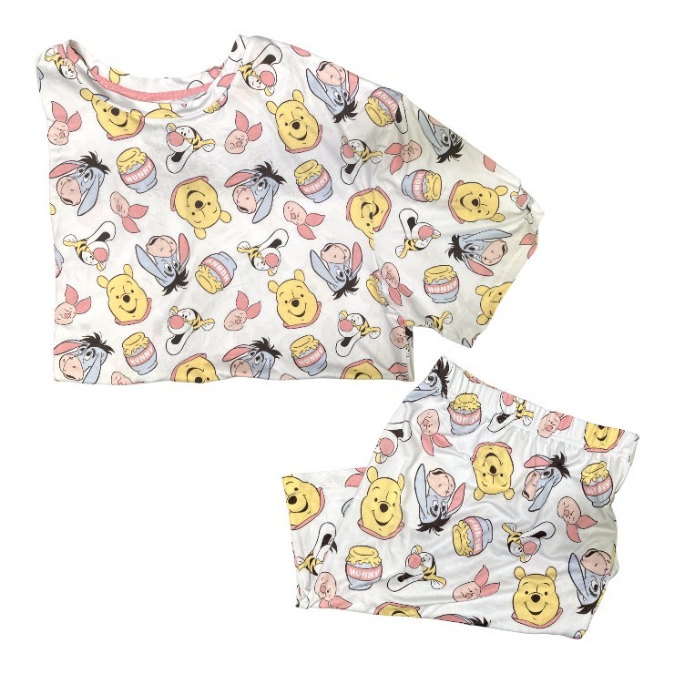 DISNEY Women's Character PJ Set, Size XL, Winnie/White. Buyers Note - Disc