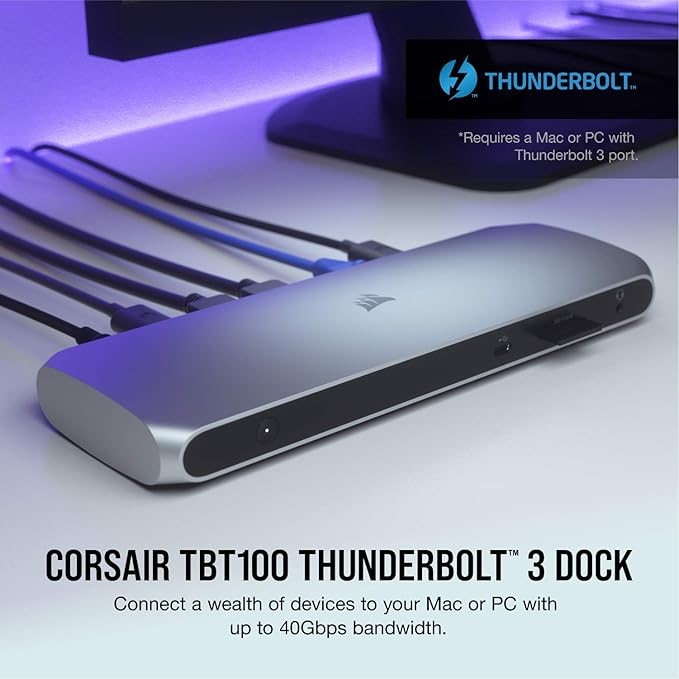 CORSAIR TBT100 DP Thunderbolt™ 3 Dock with DisplayPort - 2X DisplayPort 1.4