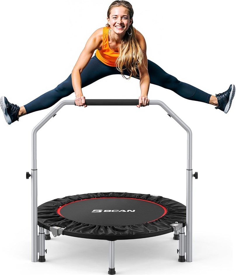 BCAN 40" Foldable Mini Trampoline, Fitness Rebounder with Adjustable Foam H