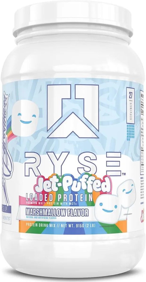 RYSE UP Jet-Puffed Loaded Premium Whey Protein Drink Mix w/ MCTs, Total 915