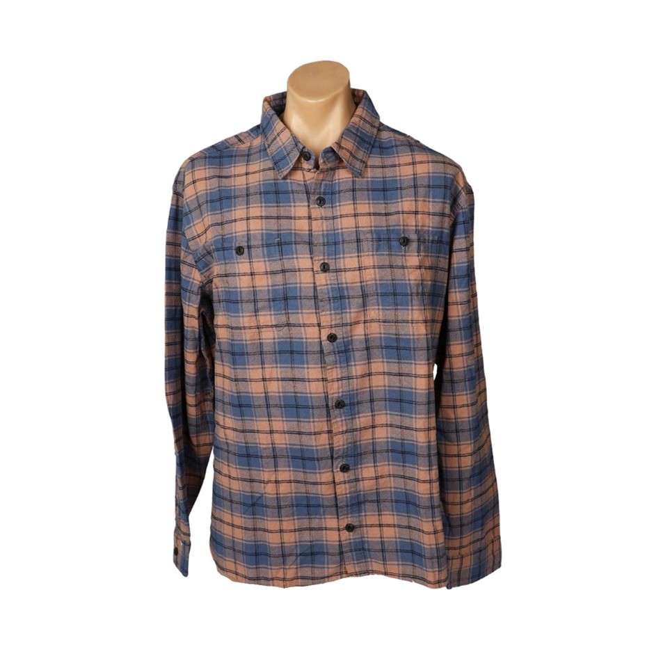 2 x JACHS Men's Flannel Shirt, Size XL, 100% Cotton, Blue/Beige. Buyers No