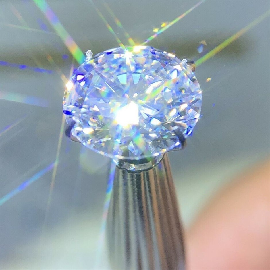 5.00ct Hearts and Arrows Moissanite. GRA Certified