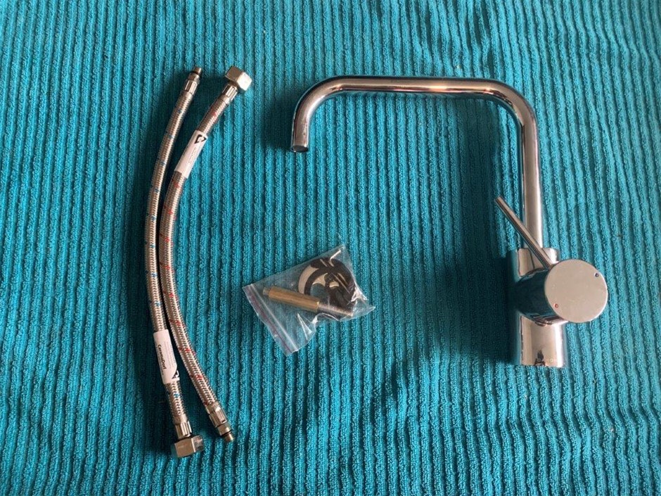 New in Box Coroma Sink Swivel Mixer, Brass, Chrome Finish - Quantity 1