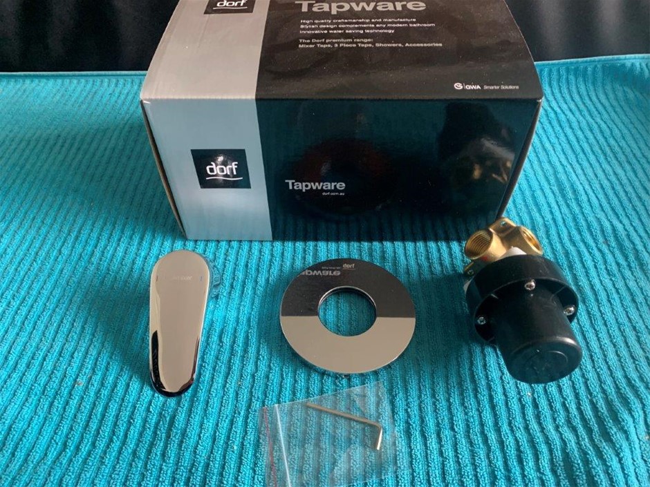 New in Box Dorf Epic Wall Flick Mixer Tap, Brass, Chrome Finish - Qty 1