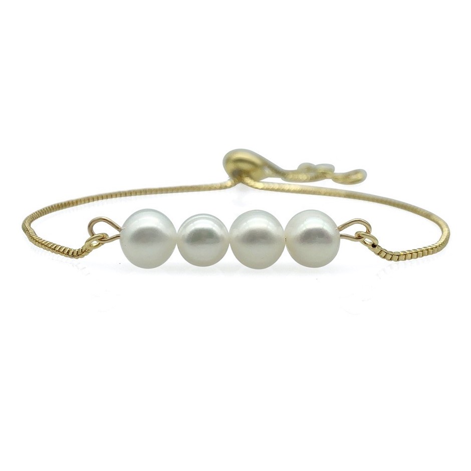 Pearls Real Gold Plated Chain with Adjustable Slider Bracelet