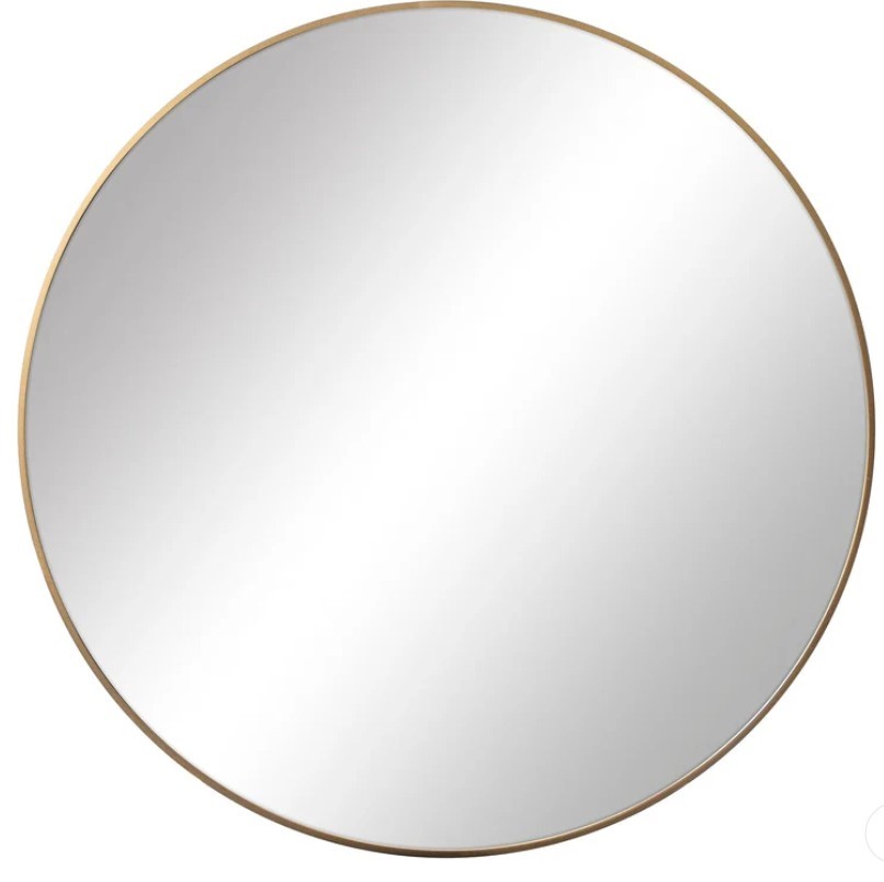 COOPER & CO Linda 90cm Round Wall Mirror, Gold.