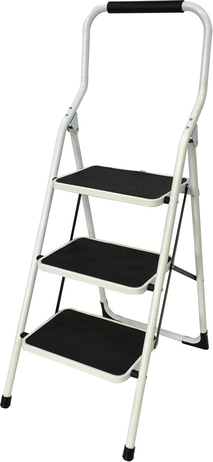 L.T. Williams 3 Step Steel Ladder, White.