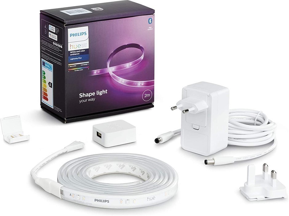 PHILIPS Hue LightStrip Plus Dimmable LED Smart Light, 2m Base Kit (Compatib