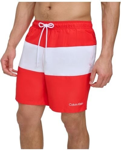 CALVIN KLEIN Men's Colorblocked 7" Swim Shorts, Size 2XL, 100% Polyester, H