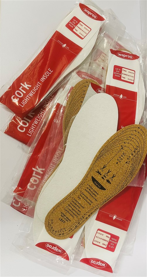 Cork shoe insoles/liners, Universal cut to size, Quantity 15, RRP $160