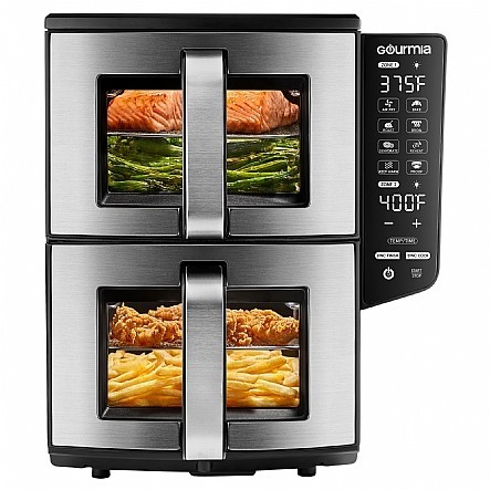 GOURMIA Double Decker Dual Basket Air Fryer with Smart Finish, Sync Cook, &