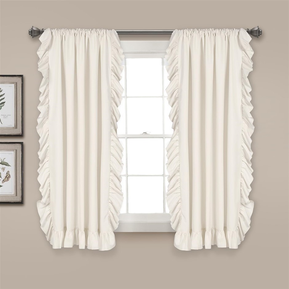 LUSH DECOR Reyna Ruffle Window Curtain Panel Set for Living, Dining, Bedroo