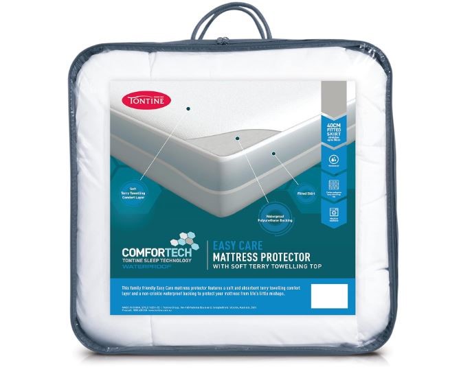 Tontine Comfortech Easy Care Single Bed Mattress Protector, 40-50cm Fitted