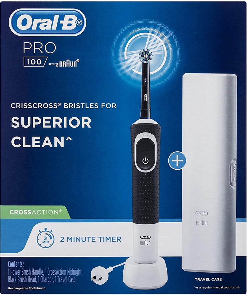 ORAL-B Pro 100 CrossAction Electric Toothbrush, Colour: Black.