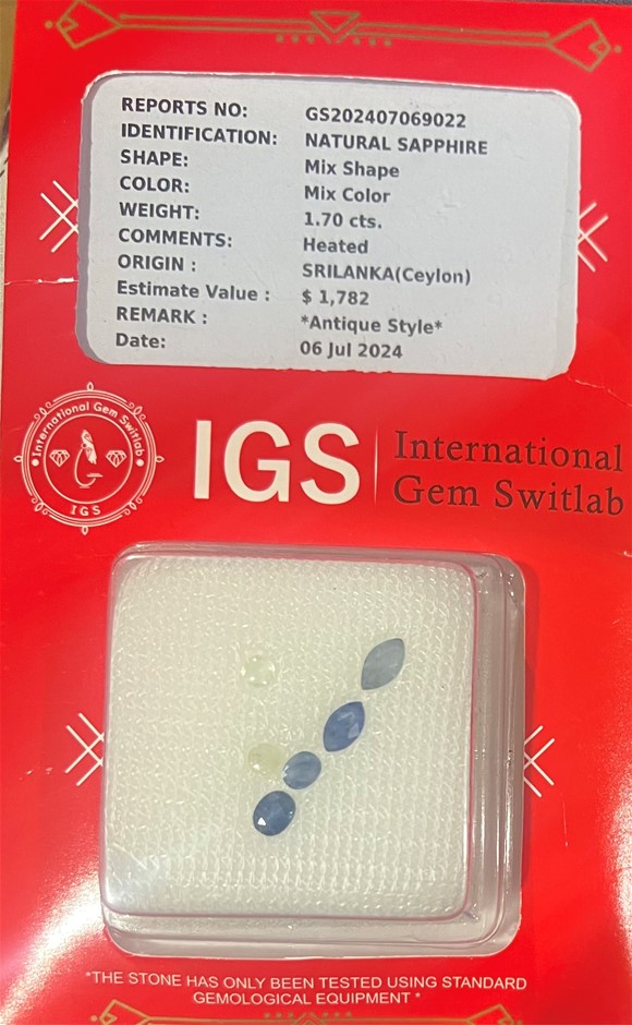 1.70 Carat Natural Sapphire Srilanka Certified