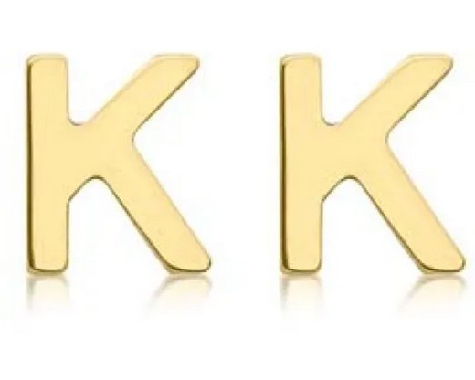 9K Yellow Gold MINI INITIAL 'K' STUD EARRINGS