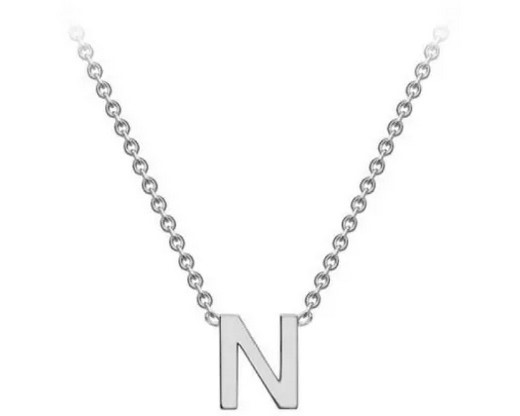 #1 9K WHITE GOLD INITIAL 'N' NECKLACE 38+5cm