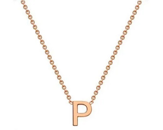 #1A 9K ROSE GOLD INITIAL 'P' NECKLACE 38+5cm