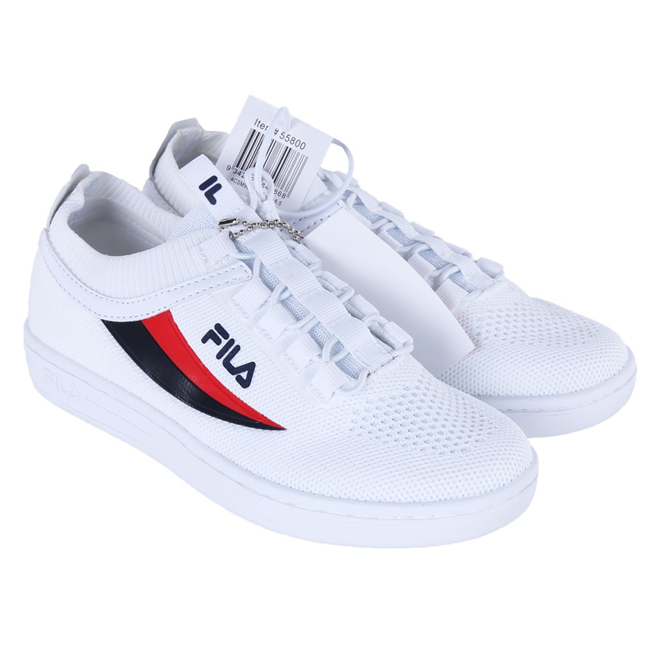 FILA Women's Knit Shoes, Size US6.5 / UK4, White/Navy/Red (146), 4CSM9825C.