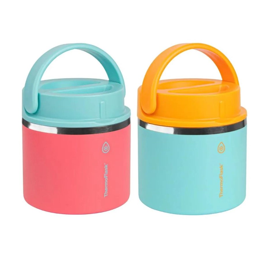 THERMOFLASK Pack of 2pc Insulated Food Jar, 591ml, Pink & Blue. N.B: Used,