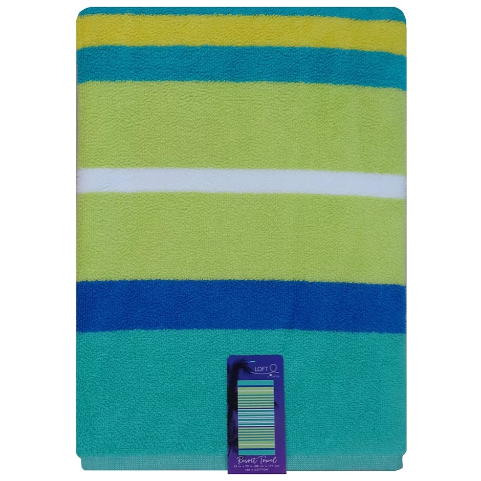 3 x LOFTEX Resort Towel 88 x 177cm, Yellow Green. NB: Minor use, some stitc