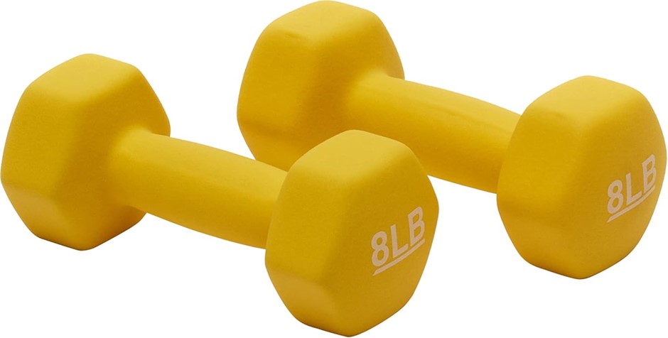 AMAZON BASICS Neoprene Hexagon Workout Dumbbell Hand Weight, 3.6kg / 8lbs -