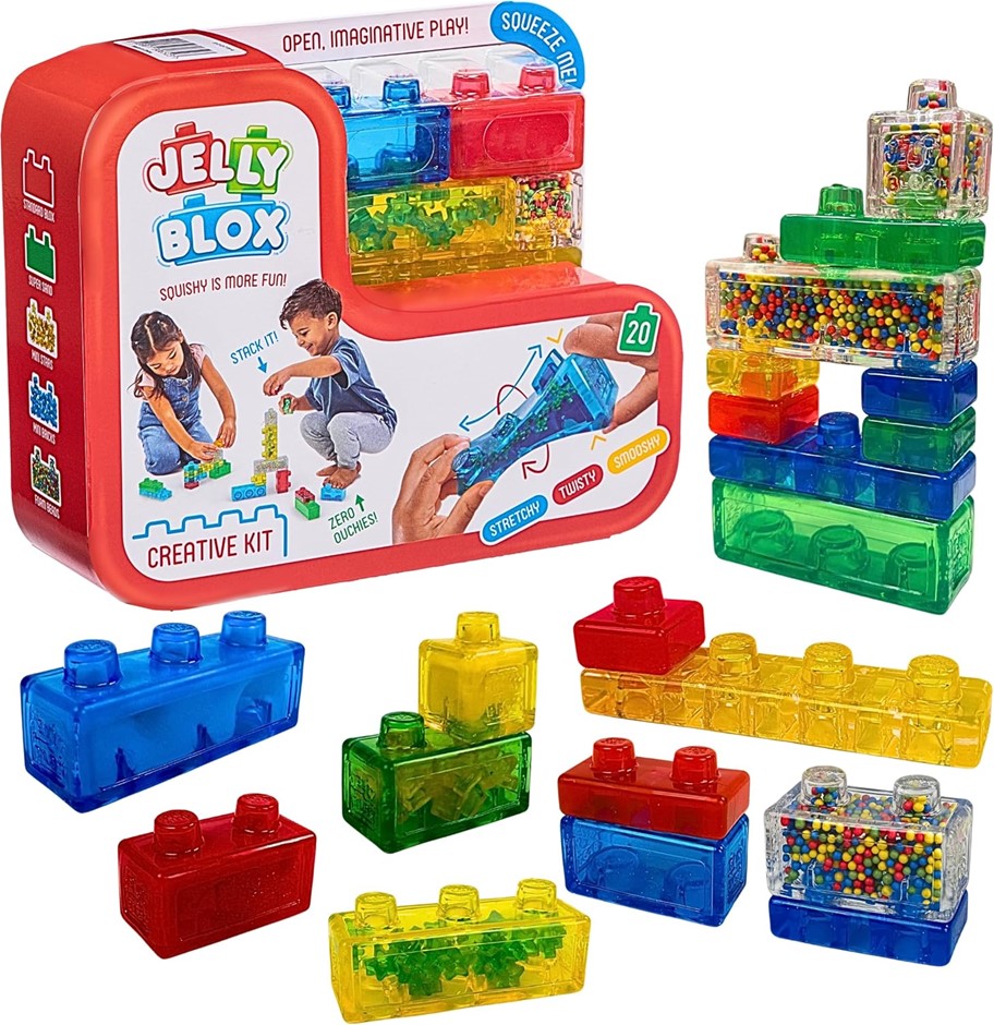 GOLIATH Jelly Blox Creative Kit - 20 Sensory Building Blocks for Toddlers &