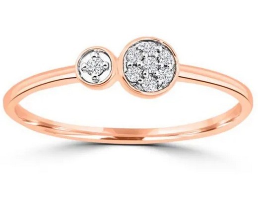 9K ROSE GOLD 0.07ct HI SI DIAMOND FINE RND RING