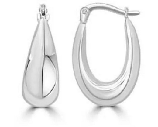 9K WHITE GOLD LIQUID HOLLOW HOOPS 17mm