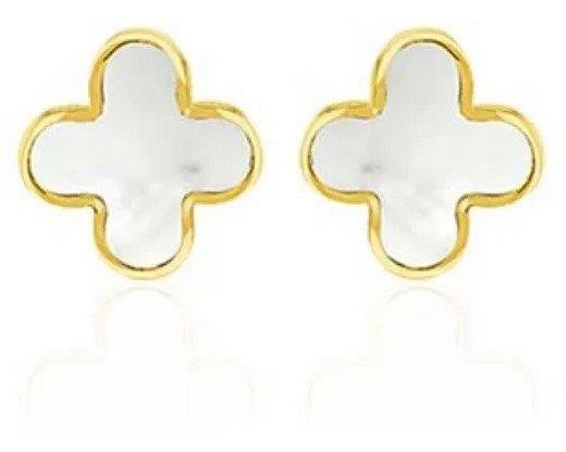 9K Yellow Gold MOP PETAL STUD
