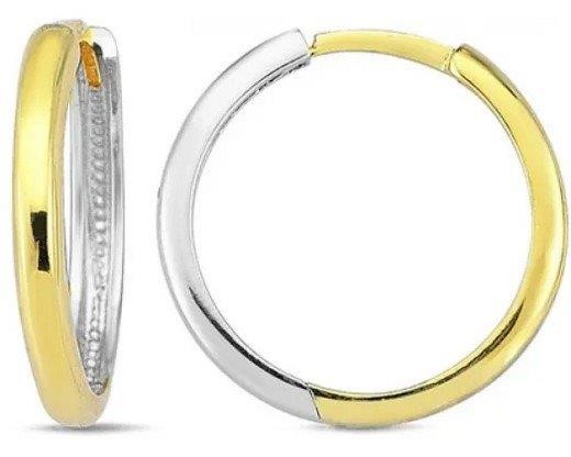 9K Yellow Gold &amp; WHITE GOLD FINE HUGGIE EARRINGS 16mm