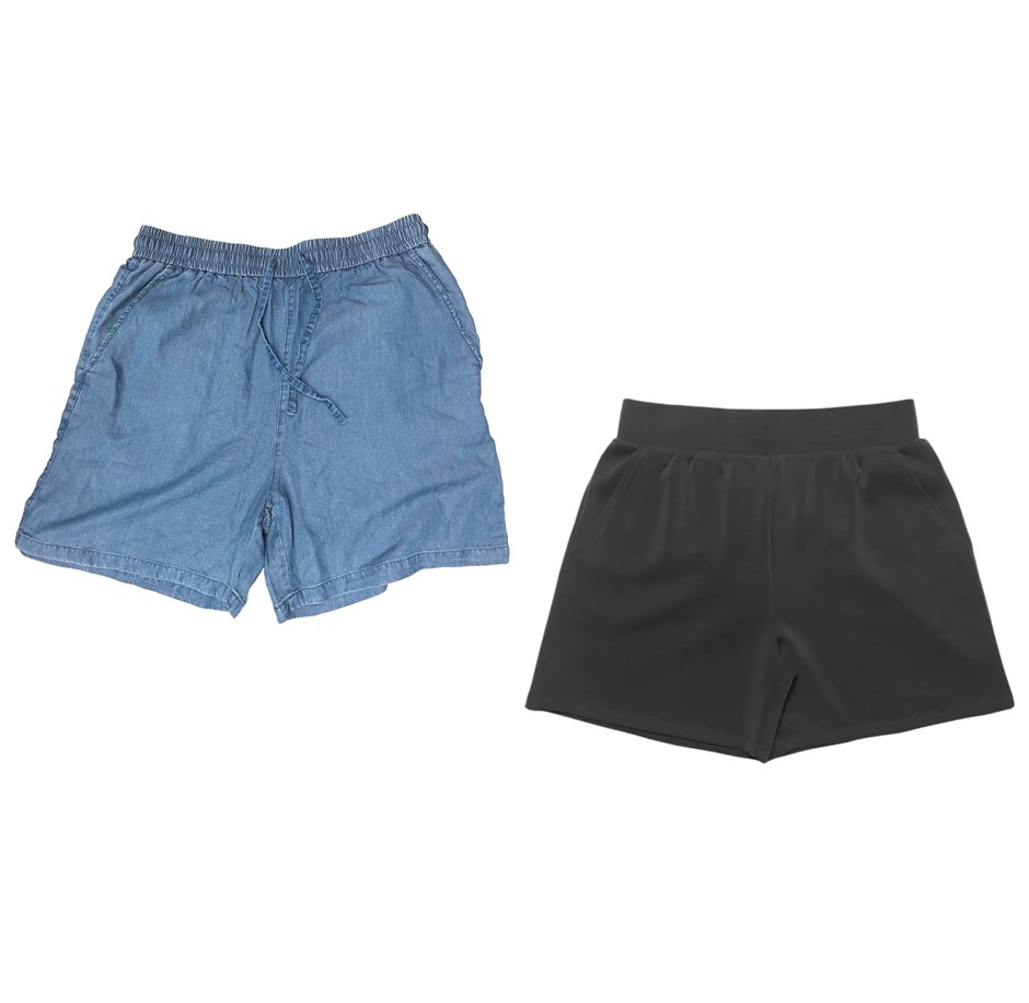 2 x Women's Shorts, Size XL, Incl: ADVENT & LAZYPANTS, Mid Blue & Black, 21