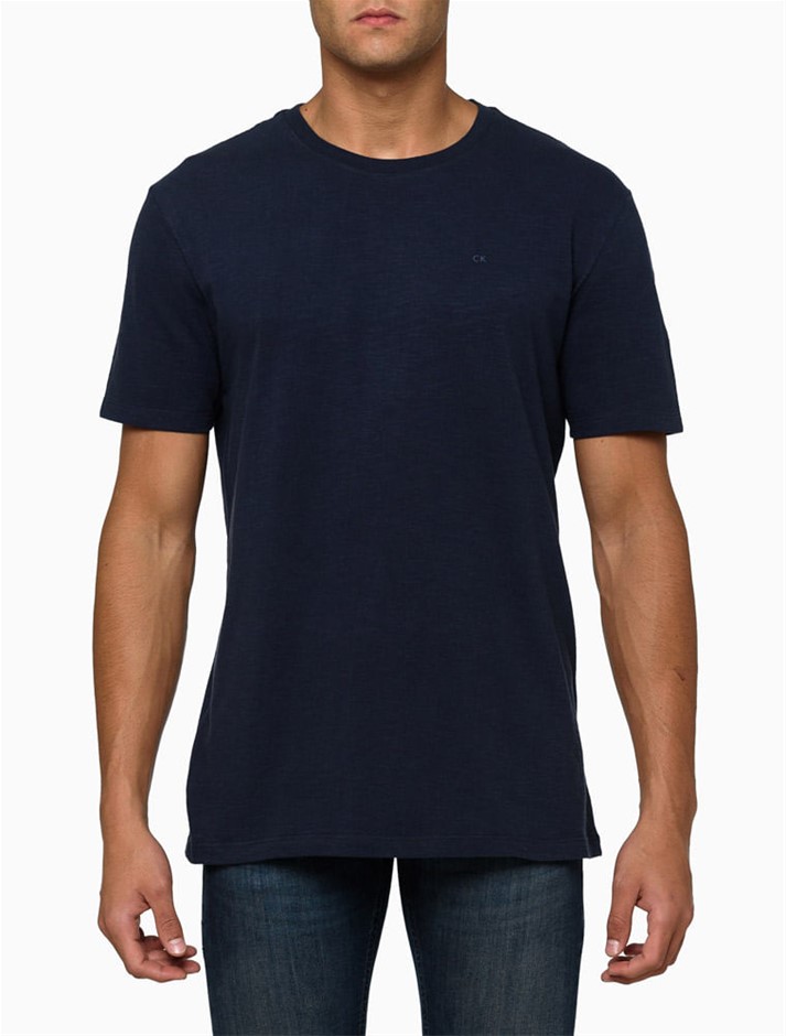 CALVIN KLEIN Men's Liquid Touch Tee, Size XL, 100% Cotton, Navy.