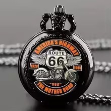 Exquisite Cool Motorbike Route 66 The Mother Road Pattern Pocket Watch Desi