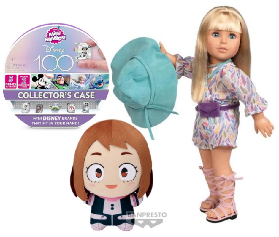 6 x Assorted Toys: x2 BANDAI MY HERO ACADEMIA Big Round Plush (Ochaco Urara