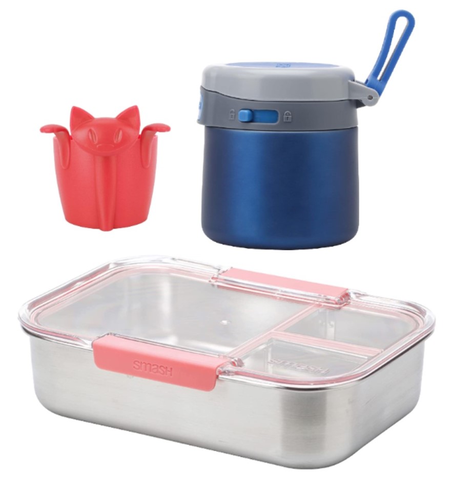 3 x Assorted Kitchen Items: x1 SMASH Stainless Steel Bento Lunch Box, 3 Com